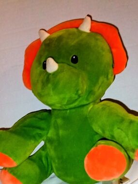 Green and Orange Plush Triceratops Stuffed Toy